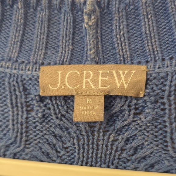 J Crew Cable-knit V-neck Cardigan Sweater Blue 💙 size Small 100% Cotton - Picture 4 of 9